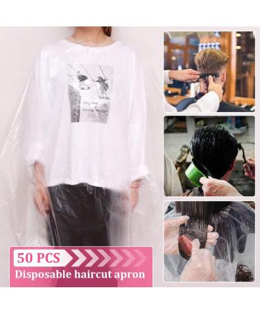Vockvic 50-Piece Disposable Hairdressing Cloak - Transparent Waterproof Haircut Apron for Adults & Children | Salon & Home Use - Buy Online on GoSupps.com