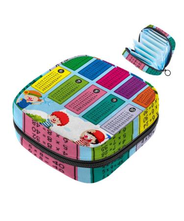 Sanitary Pads Bags Math Times Tables and Kids Menstrual Cup Pouch Nursing Pad Holder First Period Kit Bags for Teen Girls Women Ladies Multi-colored 5