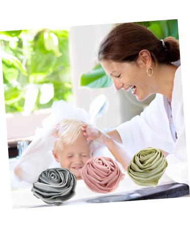 Angoily 3pcs Rose Bath Balls - Natural Loofah Body Scrubber & Shower Back Scrubber for Adults | High-Quality Bath Poufs & Brushes for Relaxing Bath Experience - Buy Online on GoSupps.com