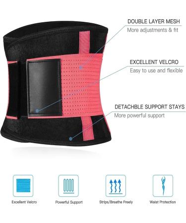Back Brace Support Belt for Lumbar Pain Relief - Sciatica & Herniated Disc Support - Adjustable Waist Trainer for Men & Women - Medium Pink - Buy Online on GoSupps.com