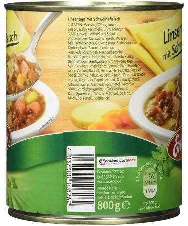  n.v. Erasco Lentil Jars with Pork 800 g (Pack of 3) - Buy Online on GoSupps.com