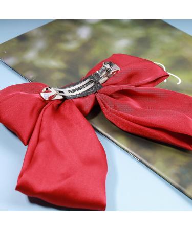 Andelaisi Vintage Red Satin Bow Hair Clip Barrette - Retro Bowknot Accessory for Women and Girls - Buy Online on GoSupps.com