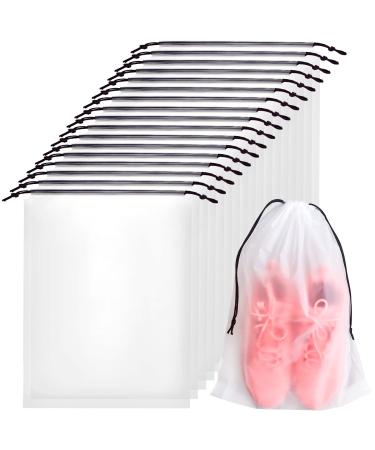 50 Pcs Translucent Travel Shoe Bags,Large Clear Shoe Bags for Storage,Protable Shoes Pouch Storage Organizers with Rope,Clear Drawstring Dust Bags for Packing,Men and Women