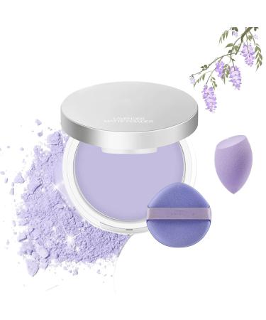 2024 New Lavender Matte Powder Lavender Matte Powder Oil Control Compacto with Mini Powder Puff Lightweight Breathable for Silky Oil Control Long-Lasting Makeup (1pc)