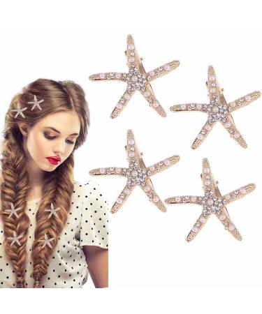 4 Pcs Starfish Hair Clip Bridal Flower Girl Accessories for Wedding