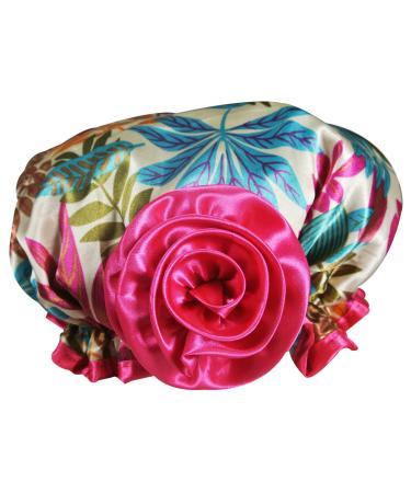 Kella Milla Stylish Satin Shower Cap - Vibrant Leaves | Premium Quality - Buy Online on GoSupps.com