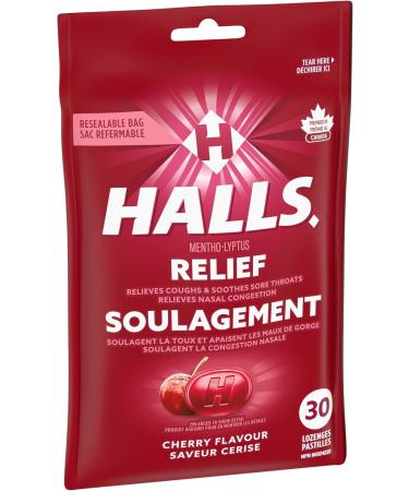HALLS Cherry Flavour Cough Drops Throat Lozenges Sore Throat Relief Mentho-Lyptus 30 Lozenges Cherry 30 Count (Pack of 1) - Buy Online on GoSupps.com