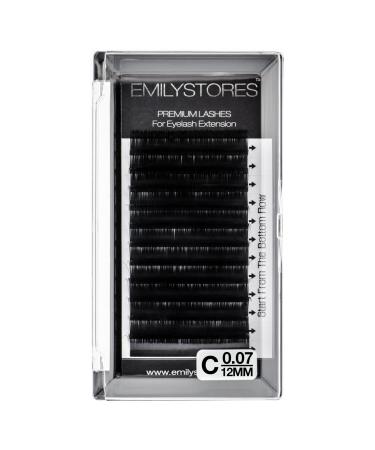 EMILYSTORES Eyelash Extensions 0.07mm Thickness C Curl Length 12mm Silk Mink Fake Eye Lashes In 1 Tray - Buy Online on GoSupps.com