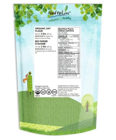 Organic Oat Flour 2 Pounds - Non-GMO Stone Ground Whole Grain Berries - Kosher Vegan Bulk Baking Mix for Pancakes, Muffins, Waffles & Bread - High Fiber - 1 Pack - Buy Online on GoSupps.com