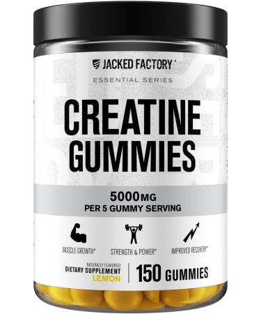 Jacked Factory Creatine Monohydrate Gummies 5g Daily Dose (1g per Gummy) - Creatine Gummy for Men and Women Vegan-Friendly Travel-Friendly Third-Party Tested - 150 Gummies Blue Raspberry & Lemon - Buy Online on GoSupps.com