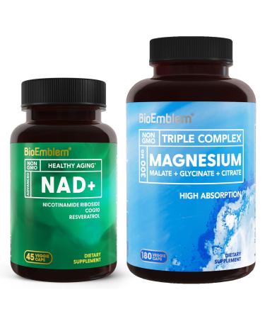 BioEmblem Triple Magnesium Complex 180 Capsules and NAD+ Supplement
