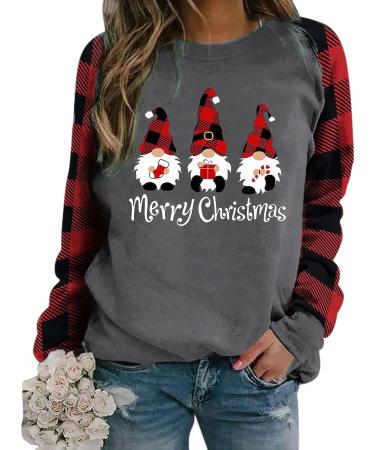 FUAIOKT Women's Oversized Christmas Shirt - Cute Reindeer Snowman Graphic Tee - Xmas Holiday Pullover Top (D-red, Large) - Buy Online on GoSupps.com