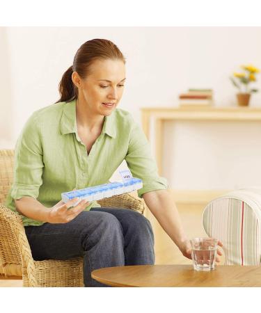 AUVON Weekly Pill Organizer Arthritis Friendly - 7 Day Spring Open Design, Large Compartment - Blue - Buy Online on GoSupps.com
