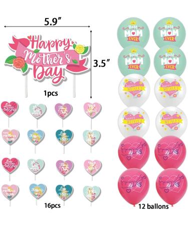17Pcs Mother's Day Cake Toppers+12Pcs Mother's Day Ballons Happy Mother's Day Cupcake Toppers Mother's Day Gift Mother's Day Cake Party Decoration Supplies. - Buy Online on GoSupps.com