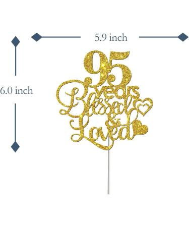 Tenhaisi Gold Glitter 95 Years Blessed & Loved Cake Topper - 95th Birthday / 95th Wedding Anniversary Cake Topper - Happy 95 Birthday Sign - 95th Birthday / 95th Anniversary Party Decoration - Buy Online on GoSupps.com