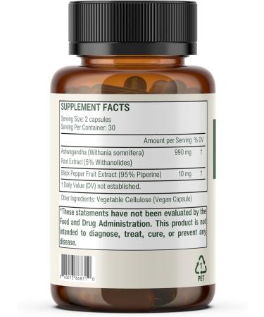 Sage & Self Ashwagandha Calm Focus Capsules Withania Somnifera Root Extract with Black Pepper 1000 mg Per Serving Vegan Herbal Supplement (60 Capsules) - Buy Online on GoSupps.com