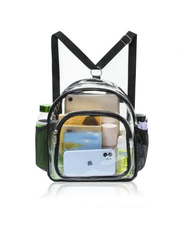 Higuyst Clear Backpack Stadium Approved Clear Crossbody Bag with Removable Strap Concert Festival Stadium Clear Bags Black