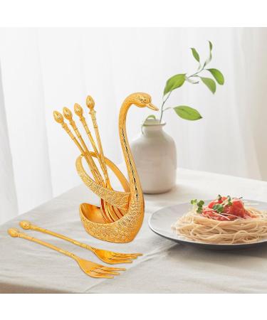 Swan Dinnerware Set Swan Base Holder Alloy Fruit Ice Cream Cake Dessert Flatware Set Swan Spoon Organizer for Hotel Kitchen Party Home Decor with Argent fork/816 (Color : with Gold Forks) - Buy Online on GoSupps.com