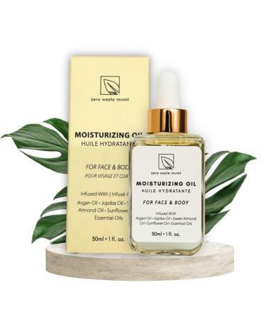 Zero Waste MVMT Moisturizing Oil for Face and Body 100% Plant-Based Vegan and Cruelty-Free Hydrating Blend with Argan Jojoba and Sweet Almond Oil Plastic-Free Packaging 30ml