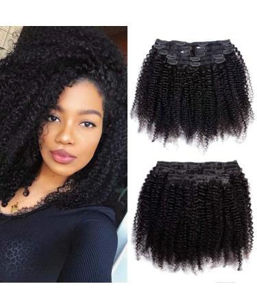 VTAOZI Afro Kinky Curly Hair Extensions Clip in Human Hair for Black Women 8A Brazilian 4B 4C Afro Kinky Curly Clip ins Hair Extensions Natural Color 7Pcs 120G/Set (16 Inch) 16 Inch (Pack of 7) Afro Kinky Curly Clip Ins