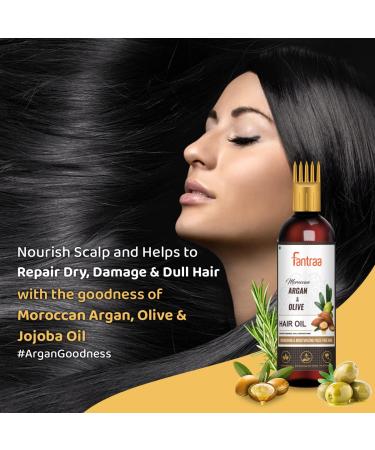 Moroccan Argan Hair Oil with Olive & Jojoba for Dry Damaged Hair - 200 ml | Nourish & Restore - Buy Online on GoSupps.com