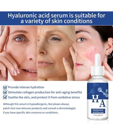 3 Pack Hyaluronic Acid Serum - Face Moisturizer for Wrinkles | Smooth & Hydrate (1fl.oz | 30ml - Buy Online on GoSupps.com