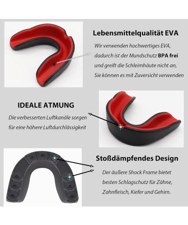 Children's Sports Oral Protection - 2 Pcs Tooth Guard & Portable Box | Ideal for Martial Arts Boxing Football MMA Rugby and More | Black & Red + White & Blue - Buy Online on GoSupps.com