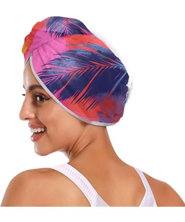 Dark Blue Yellow Leaf Hair Towel 2 Pack | Super Absorbent Quick Dry Hair Turbans for Women & Girls - Buy Online on GoSupps.com