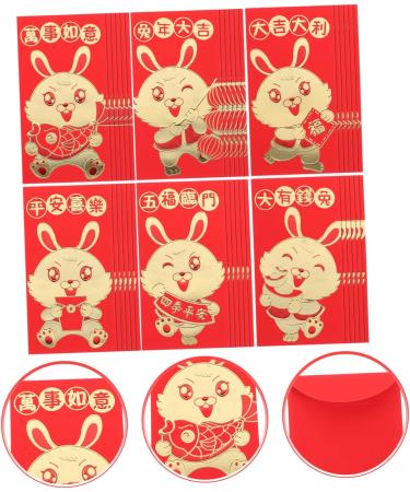 ABOOFAN 72 Pcs Year of The Rabbit Red Envelope Chinese Gifts Money Pocket Envelopes Rabbit Year Chinese Red Envelope Red Envelope for The Year of Rabbit Party Supplies Lucky Paper - Buy Online on GoSupps.com