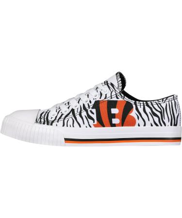 FOCO NFL Cincinnati Bengals Women's Fashion Low Top Canvas Sneakers - White Stripe 8 Glitter - Buy Online on GoSupps.com