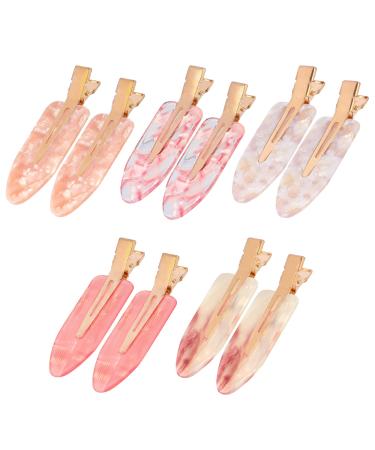 Magicsky 10PCS No Bend Hair Clips for Styling  Acrylic Resin Flat Clip  No Crease Curl Small Pin  Bang Seamless Hair Barrette Tool for Makeup-Hairstyle Accessories for Women Girls  Pink Opal