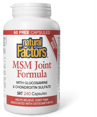 Natural Factors MSM Joint Formula Bonus Size - 240 capsules - Buy Online on GoSupps.com