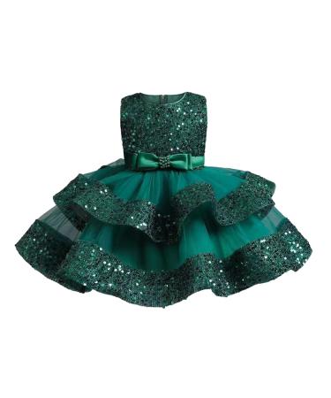 Miipat Baby Girl Dress Tulle Sequin Sleeveless Princess Toddler Girl Party Dresses Formal Flower Girls Birthday Wedding Pageant Dress 18-24 Months Green