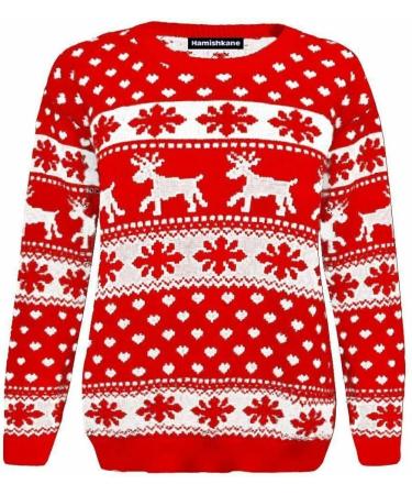 Shop Janisramone Kids Christmas Reindeer Sweater | Novelty Knitted Xmas Fairisle Top for Boys & Girls - International Shipping Available - Buy Online on GoSupps.com