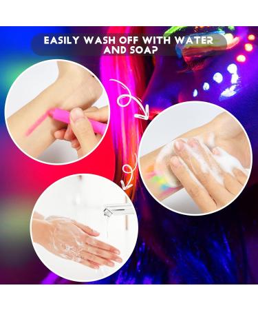 GLEEMEN Neon Face Body Paint Stick 6 Colors UV Blacklight Fluorescent Paint Kit for Adults & Kids - Non Toxic Face Painting Makeup Art Set for Halloween Party & Carnival - Buy Online on GoSupps.com