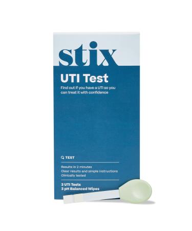 Stix UTI Test Kit | Test for UTIs with Instant Results | Accurate & Easy to Use | 3 Tests & 3 pH-Balanced Wipes