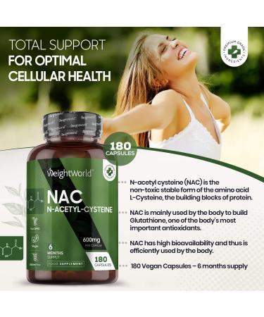 NAC Supplement - 180 Vegan Capsules (6 Months Supply) | N Acetyl Cysteine 600mg | Glutathione Support | Highly Bioavailable & Stable Form | Amino Acid Supplement - Buy Online on GoSupps.com