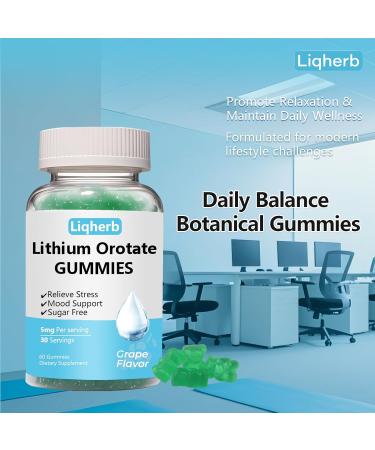 Lithium Orotate 5mg Gummies for Mood Support & Stress Management - Vegan Sugar-Free Non-GMO Gluten Free Grape Flavor 60 60 Count (Pack of 1) - Buy Online on GoSupps.com