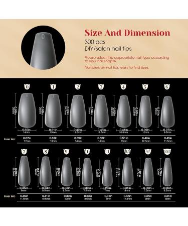 Rosalind Gel Nail Tips - 300PCs Medium Ballerina Full Cover Matt - No-File Soft Gel Nail Tips for Extensions - 15 Sizes - Ideal for Professional & DIY Use - Buy Online on GoSupps.com