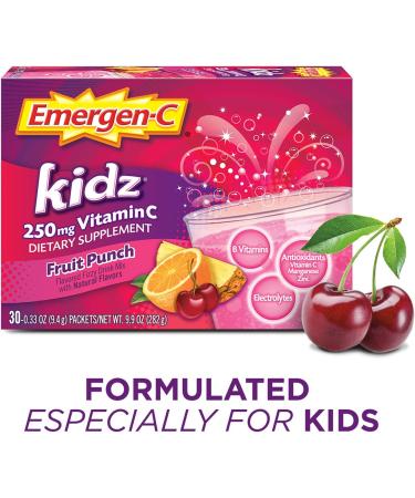 Emergen-C Kidz Fruit Punch - 30 Packets (9.7 oz) | Boost Kids' Immunity & Energy - Buy Online on GoSupps.com