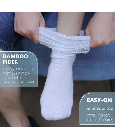 Athlemo Bamboo Diabetic Knee High Socks 4 Pairs - Men & Women, Cushioned Sole, Seamless Toe, No-Binding, Soft - Size 9-11, Black - Buy Online on GoSupps.com