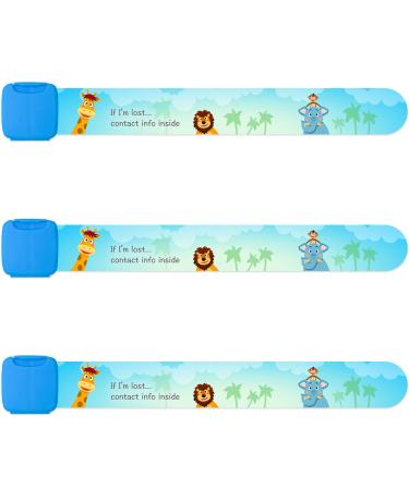 Reusable Child Safety ID Wristbands Waterproof Adjustable Travel ID Band for Kids One Size Fits All Blue Pack of 3