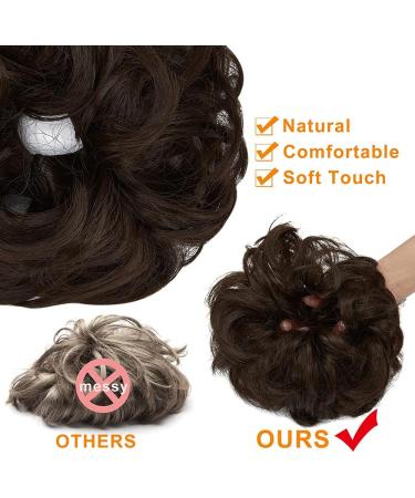 OMGREAT 2PCS Curly Wavy Updo Hair Buns Extensions in Medium Brown - Hair Scrunchies for Women and Girls - Buy Online on GoSupps.com