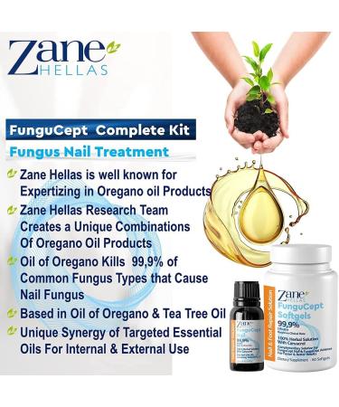 Zane Hellas FunguCept Complete Nail Solution - Visible Results in 4 Weeks - 0.33 oz (10ml) + 60 Softgels - Buy Online on GoSupps.com