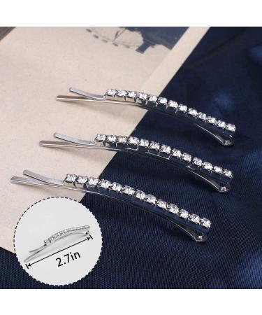 24 Pcs Rhinestone Bobby Pins - Sparkly Crystal Hair Clips for Women and Girls (Silver) - Buy Online on GoSupps.com
