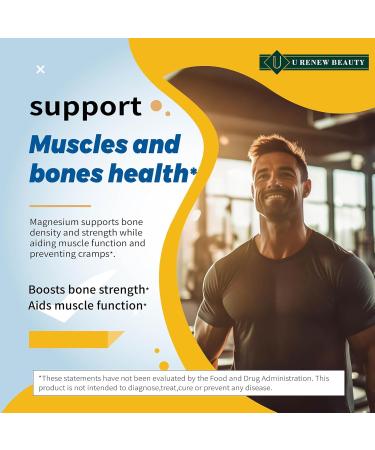 URENEWBEAUTY Magnesium Supplement 460mg per Tablet 2 Bottles (200 Tablets Total) USA Made Non-GMO Gluten-Free Supports Muscle Relaxation & Bone Health - Buy Online on GoSupps.com