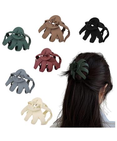 6 Pcs Octopus Hair Claw Clips for Thick Thin Hair Matt Medium Hair Non-slip Strong Hold Hair Clamps Jaw Clips Hair Styling for Women and Girls (Multi Colors)
