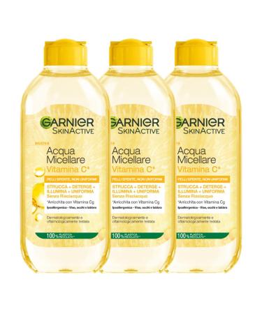 Garnier Micellar Water All-in-1 SkinActive with vitamin C for dull and uneven skin no rinsing 3 x 400 ml - Buy Online on GoSupps.com