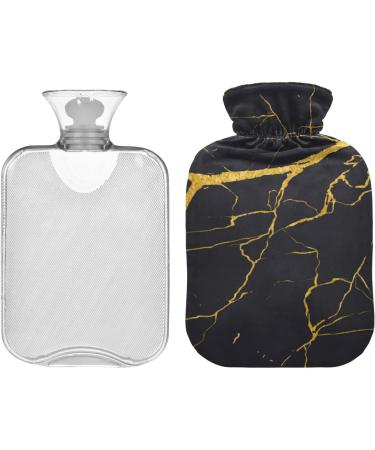 Buy Black Marble Hot Water Bottle with Gold Line - 2L Soft Cover for Winter Comfort | Ideal for Bed Hand Neck & Shoulders - International Shipping Available - Buy Online on GoSupps.com