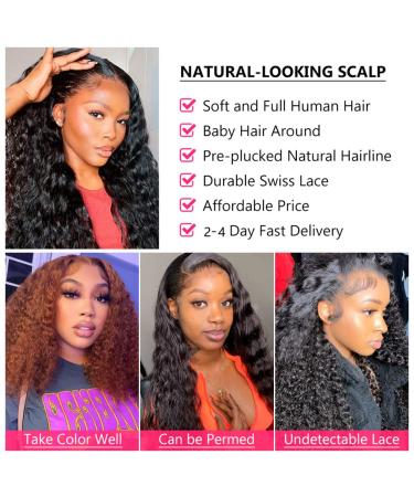 22 Inch Water Wave Lace Closure Wig - Brazilian Remy Virgin Hair, Free Part, Natural Hairline - Buy Online on GoSupps.com
